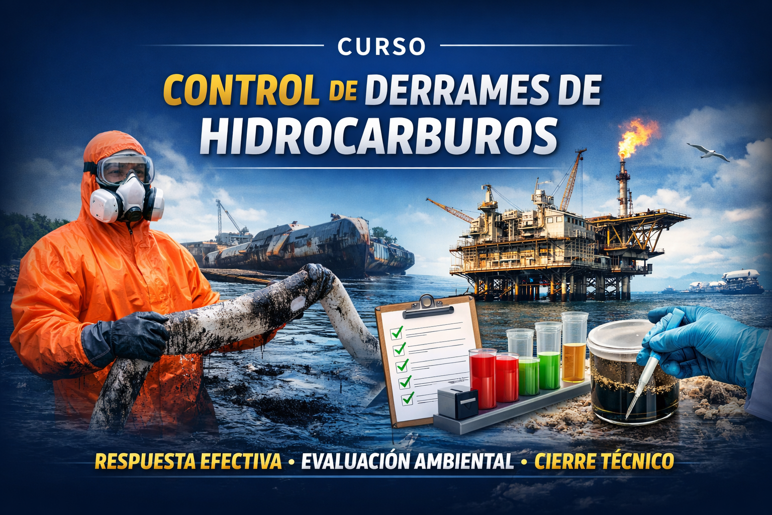 Control de derrames de hidrocarburos (tierra – agua)