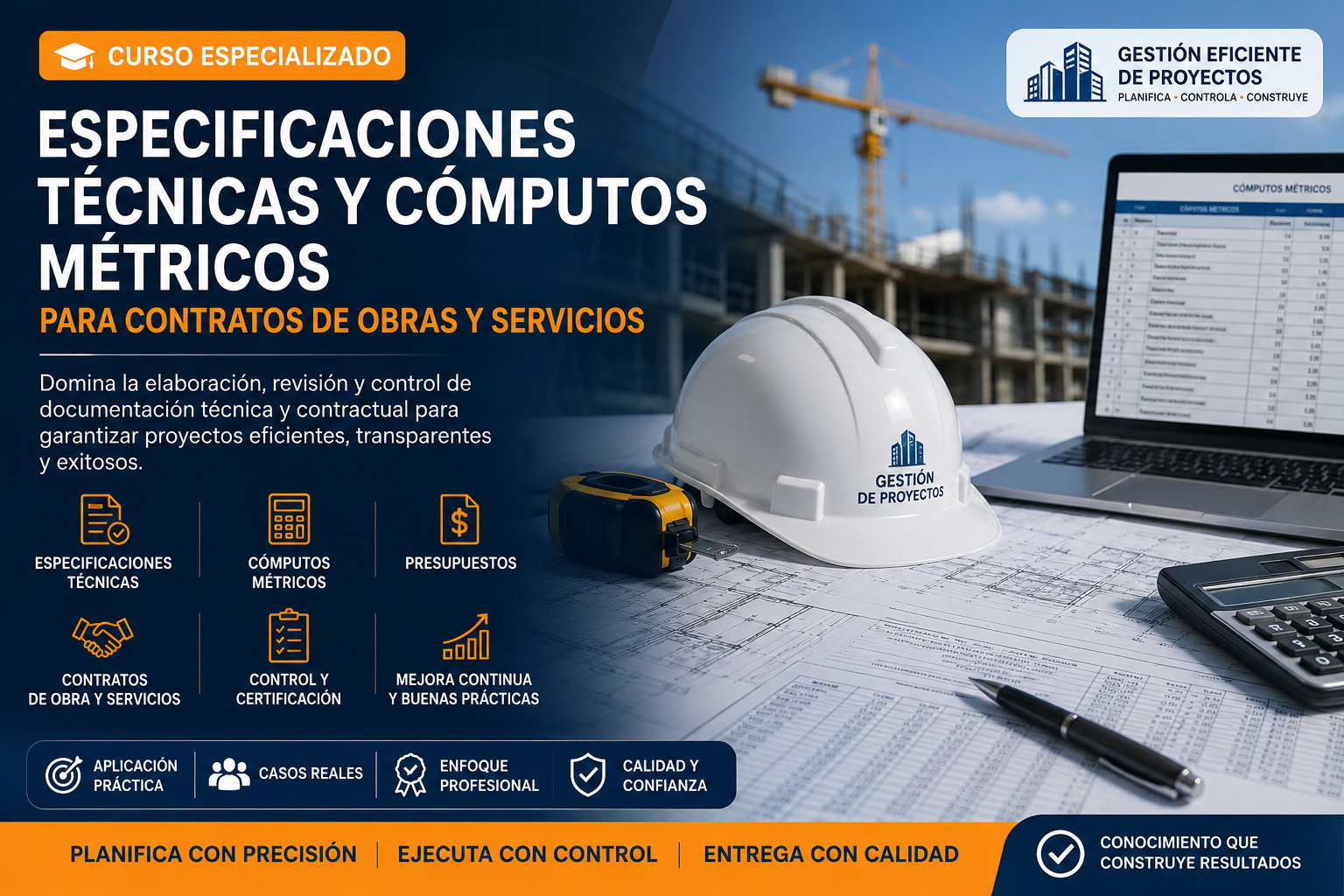 Especificaciones técnicas y cómputos métricos para contratos de obras y servicios